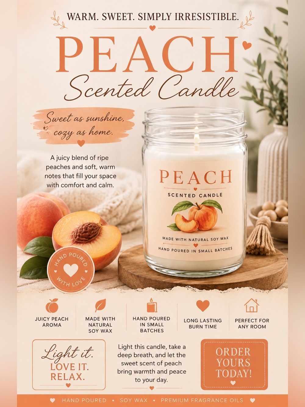 🍑 Peach Candle 🍑 - Picture 1 of 3